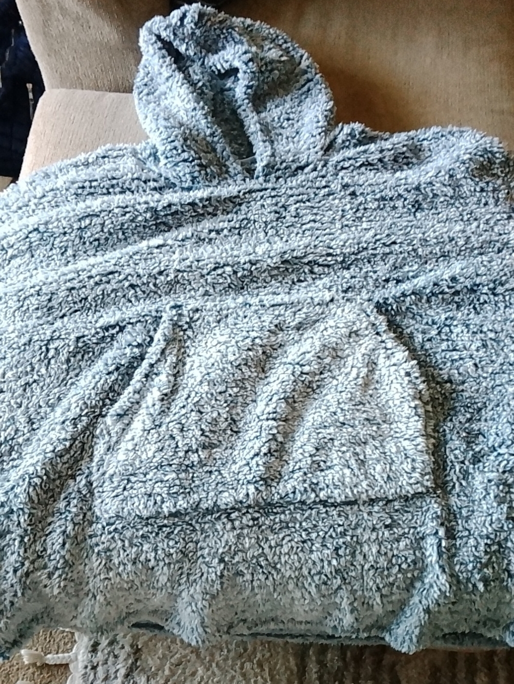Unisex Plush Hooded Sweater - Light Blue